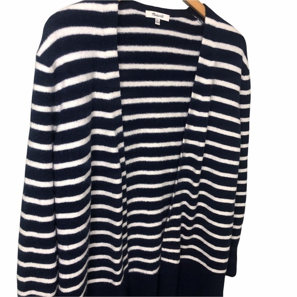 Madewell Cozy Walker Striped Cardigan Open Front Navy Blue White Size XS M0706 - Picture 5 of 11